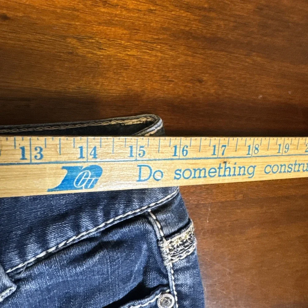 Maurices‎ Jeans 7/8 Bootcut Blue Embroidered Pockets Stretch Mid Rise Y2K - Picture 4 of 7